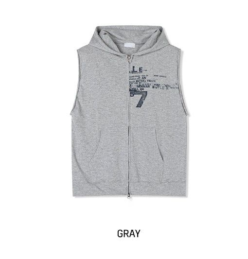 Seventh Lettering Hooded Zip-Up Vest
