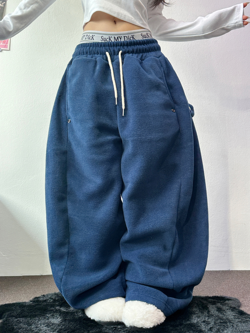 BOTH-SIDES FLEECE SNAP LONG PANTS 🧸🩵🤍6COLOR