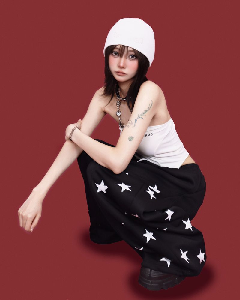 popping-star string wide pants (2color)