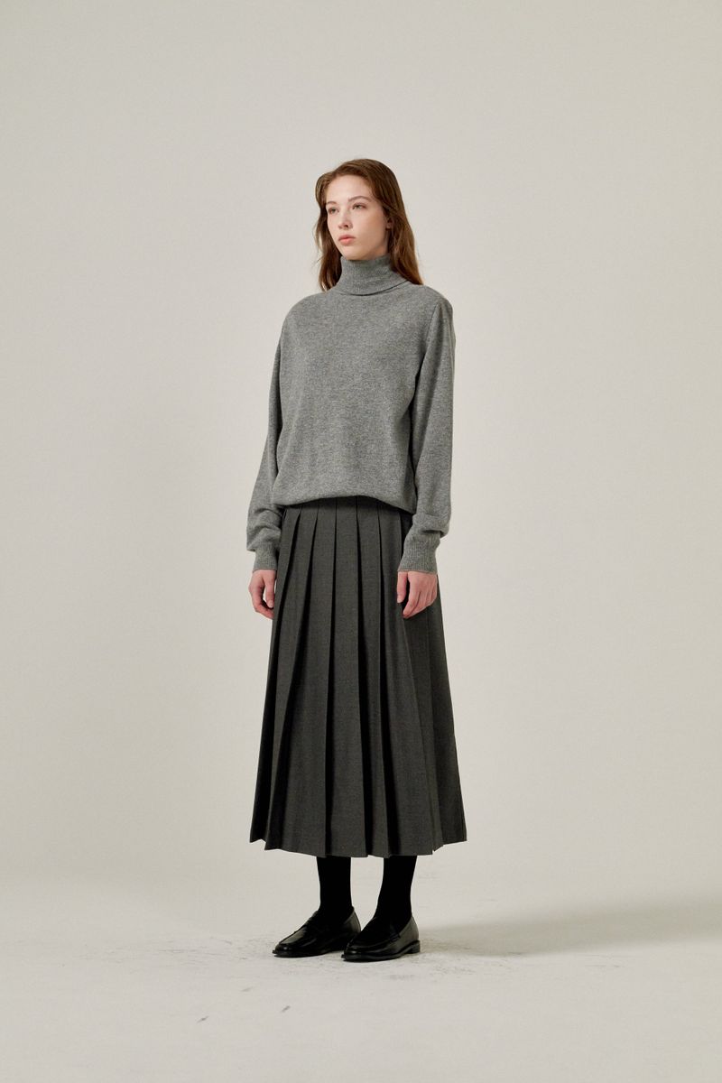 Cashmere turtle neck knit (Grey)