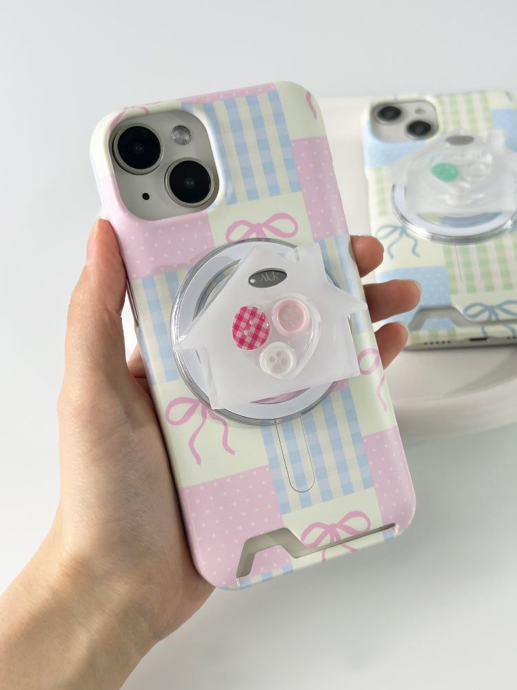 Ribbon Pattern Magsafe Card Hard Case(Pink)