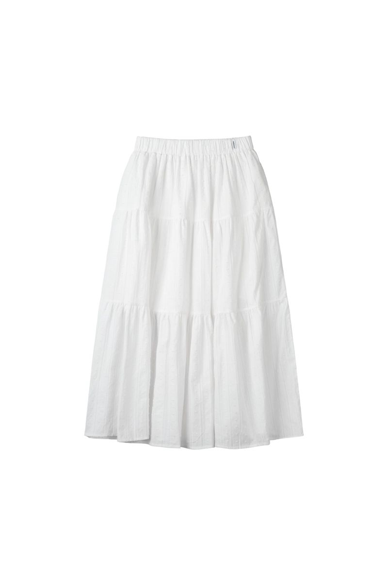 DOT LAYERED LONG SKIRT (WHITE)