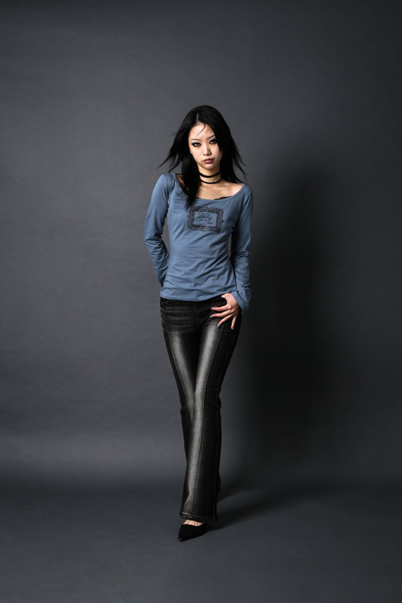 LACE FRAME T-SHIRT #BLUE