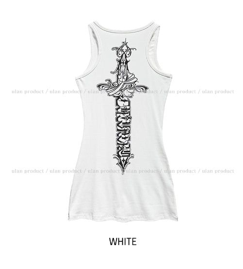 Sord lettering ribbed long sleeveless