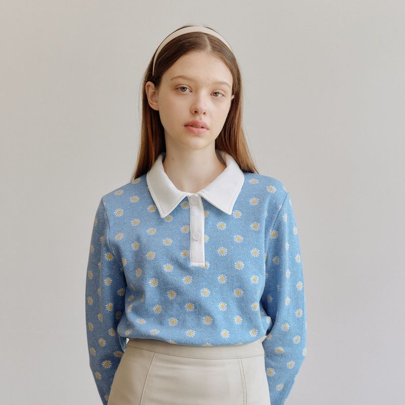 ブルームカラーＴシャツ / BLOOM COLLAR T-SHIRT_BLUE