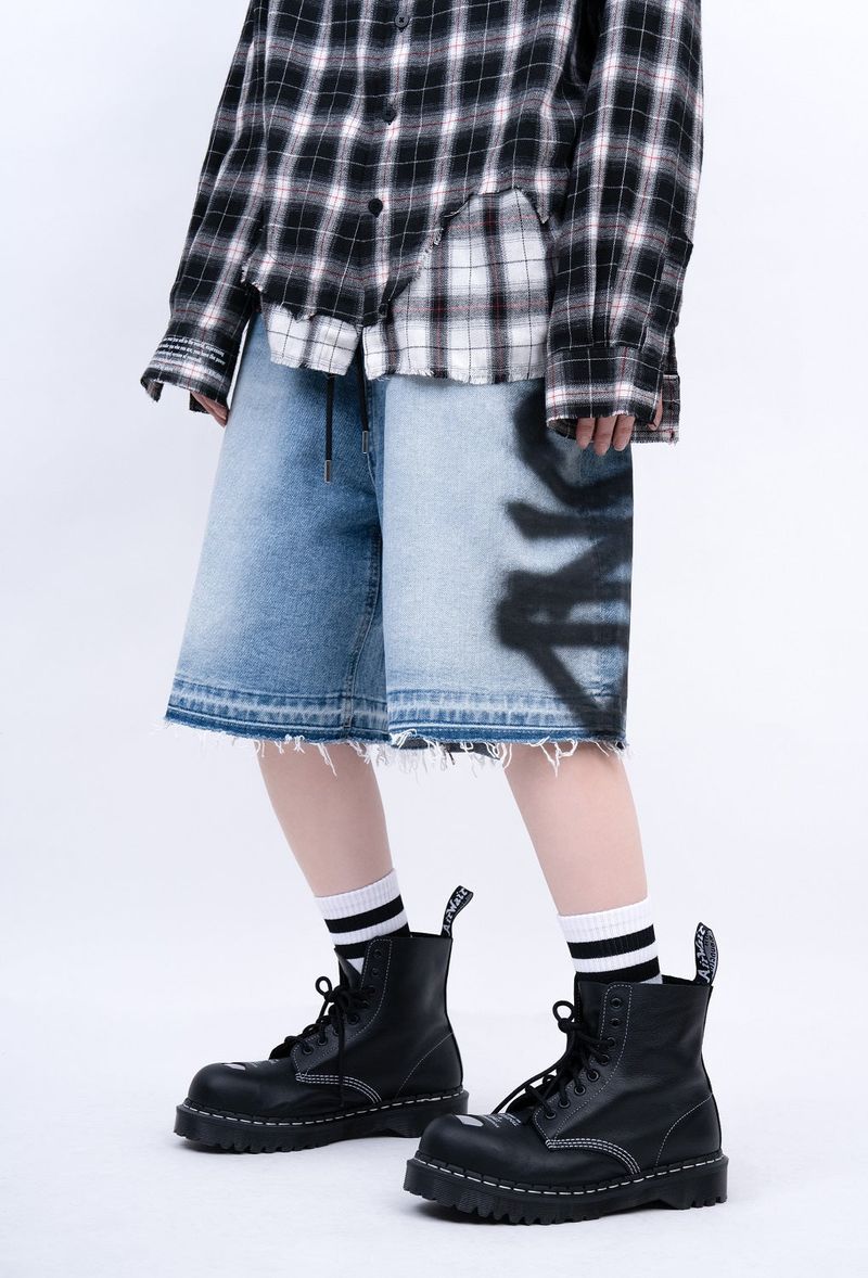BBD Side Sprayed Custom Denim Shorts (Blue)
