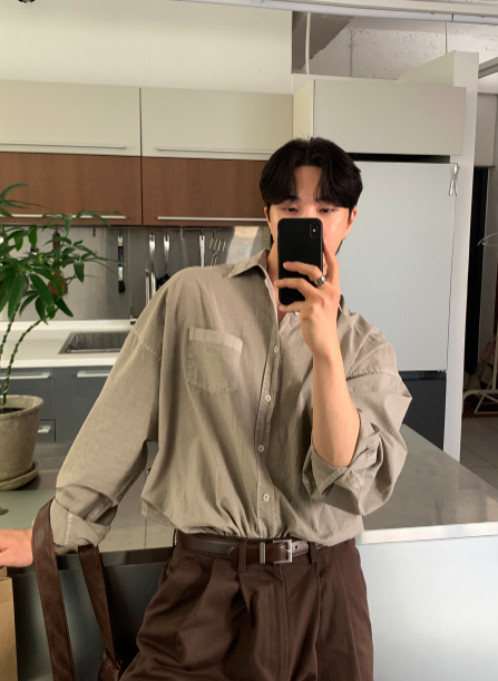 Glass Pigment Basic Cotton Shirt