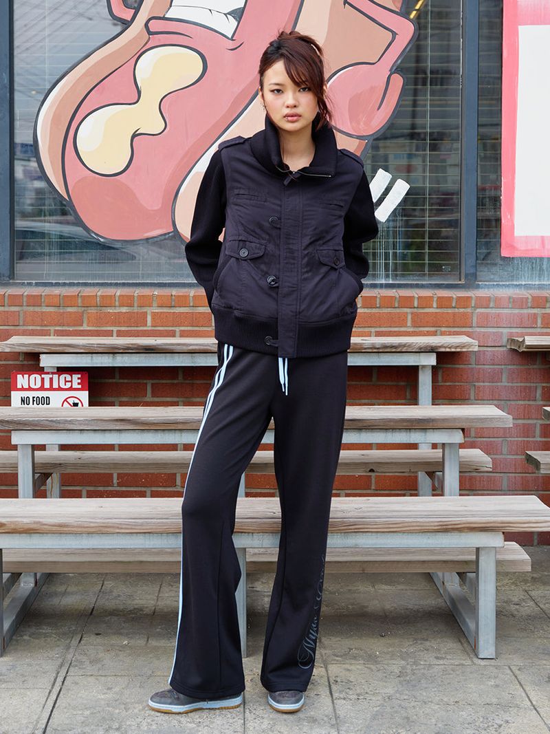 RIBBED HIGH NECK JACKET BLACK