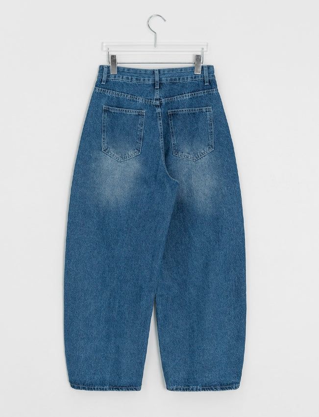 Tele Side Pintuck Wide Denim Pants