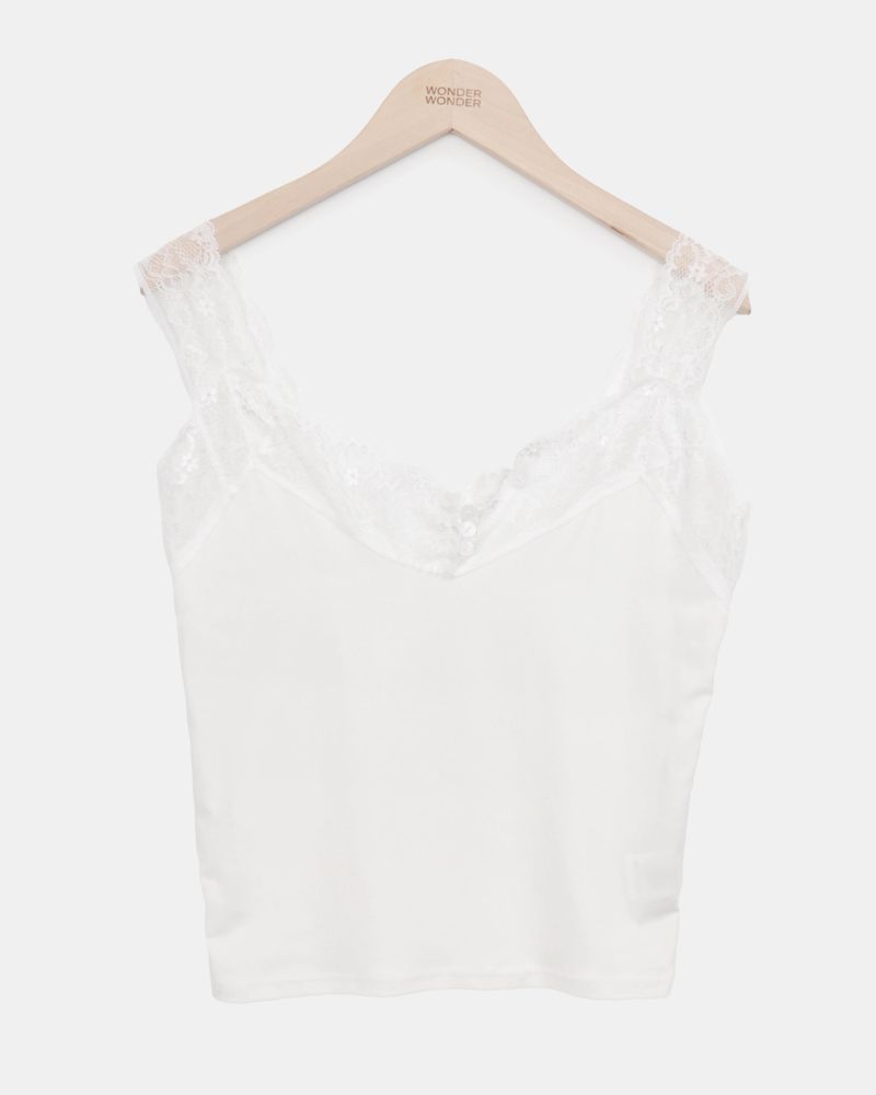 Untel Lace Button Half-Open Sleeveless Top