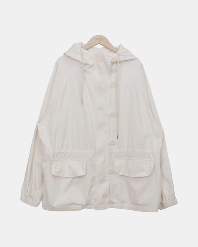 Ike Button High Neck Hooded Field Jacket