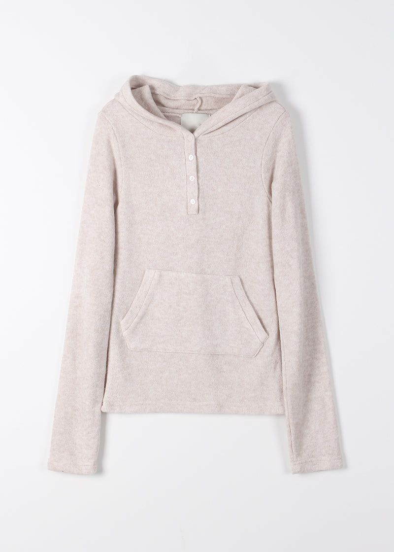 WOOL BUTTON HOOD TEE