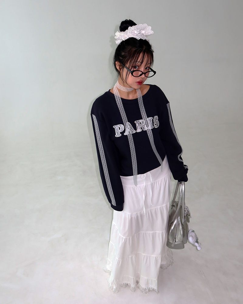 Delight-J(ディライトジェイ)の「Lace Choker Muffler Set Cropped Sweatshirt(Tops)」
