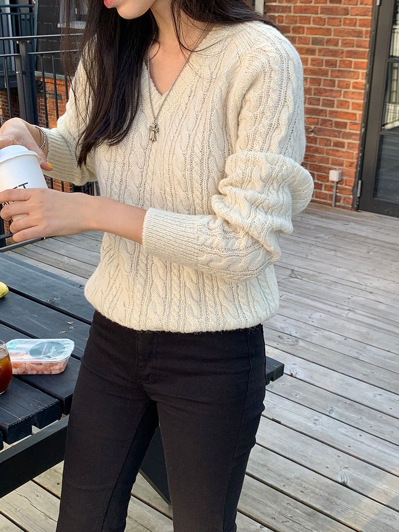 [MADE] Hi-mi alpaca twisted V-knit