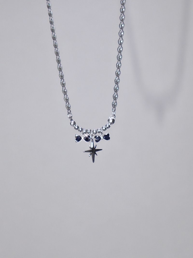 black double ribbon twinkle necklace
