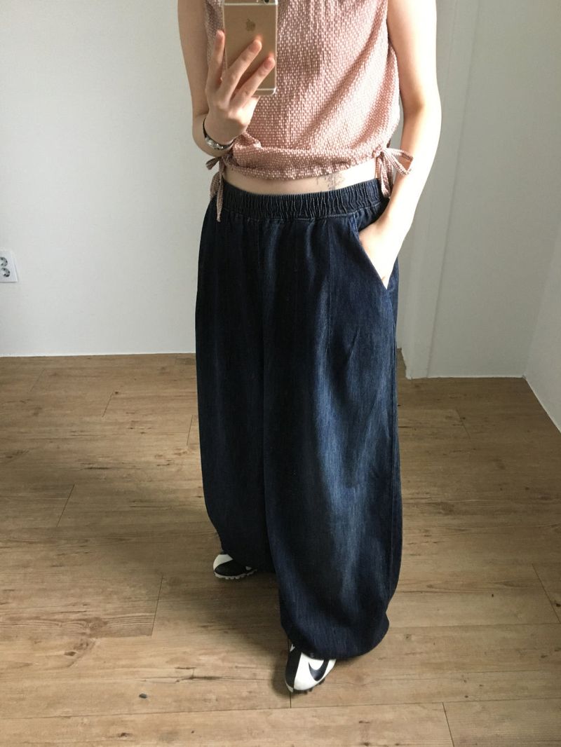 Hooded Balloon Denim Pants (2color)