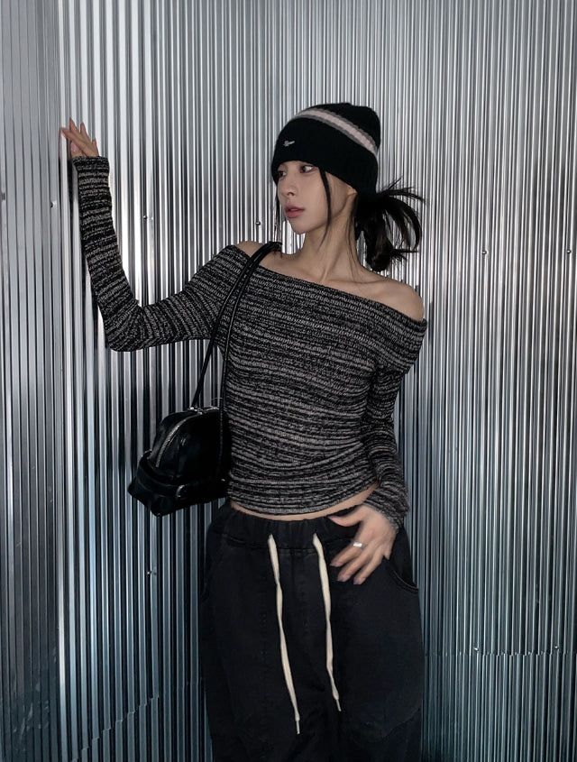 Sein Bokashi Off Shoulder Knit