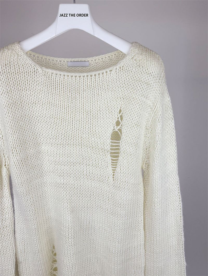 DAMAGE BOAT NECK LOOSE KNIT (3C)