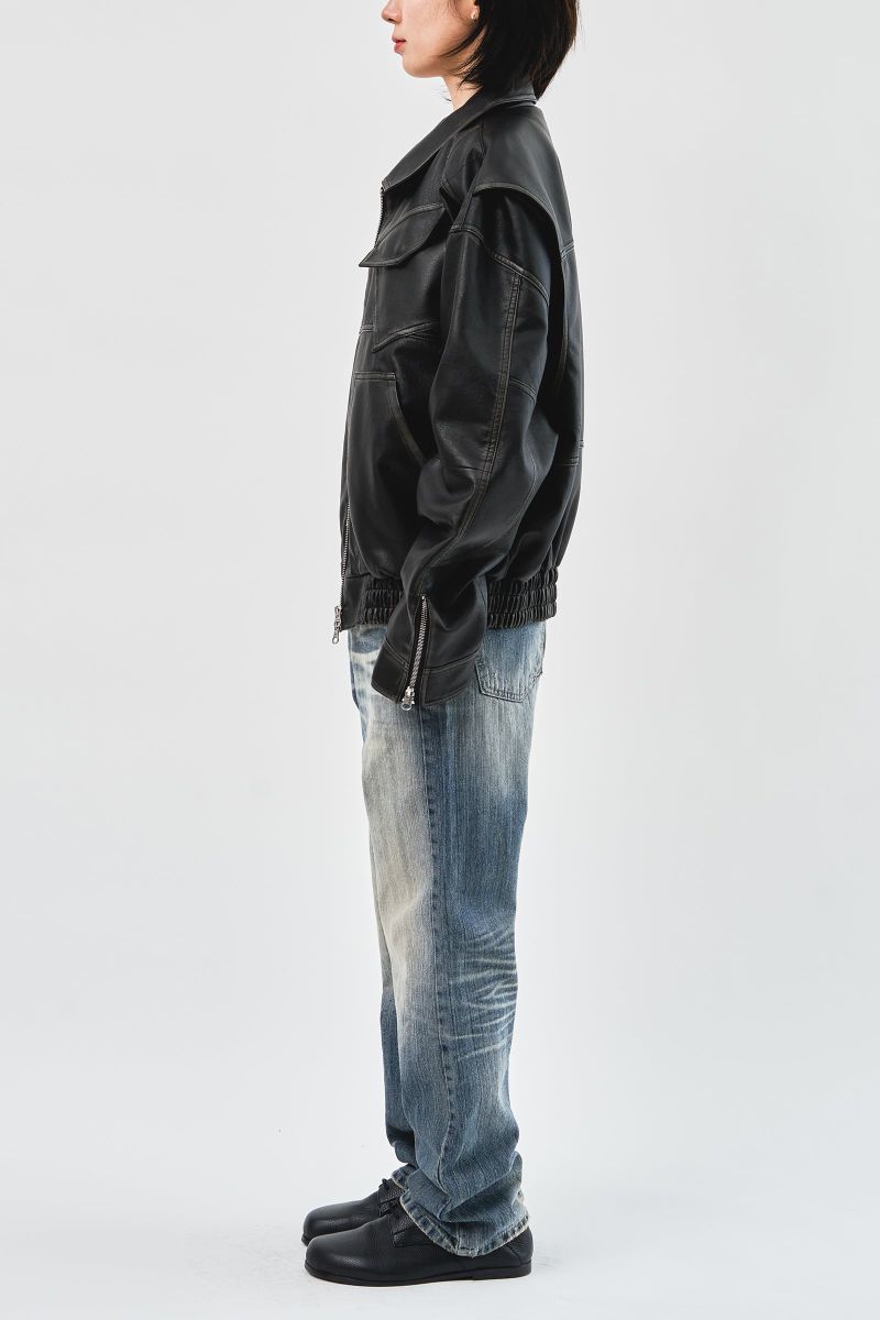Hand Washed Leather Blouson (2color)