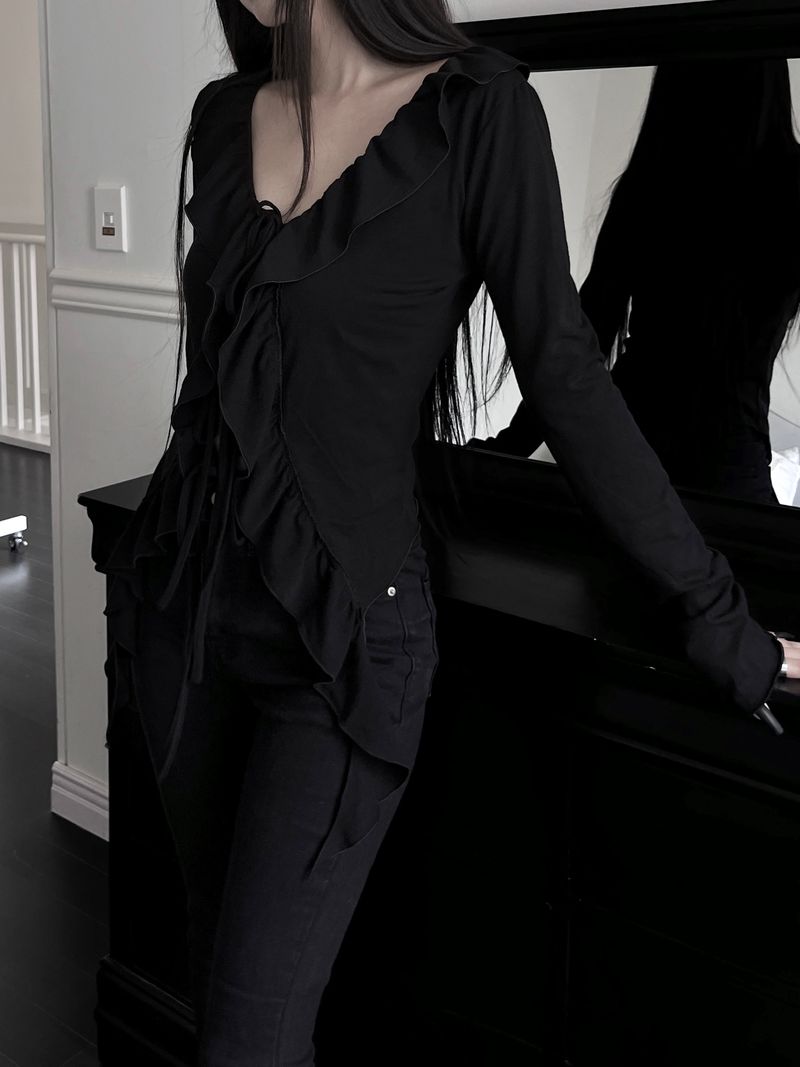 volli strap frill cardigan (2color)