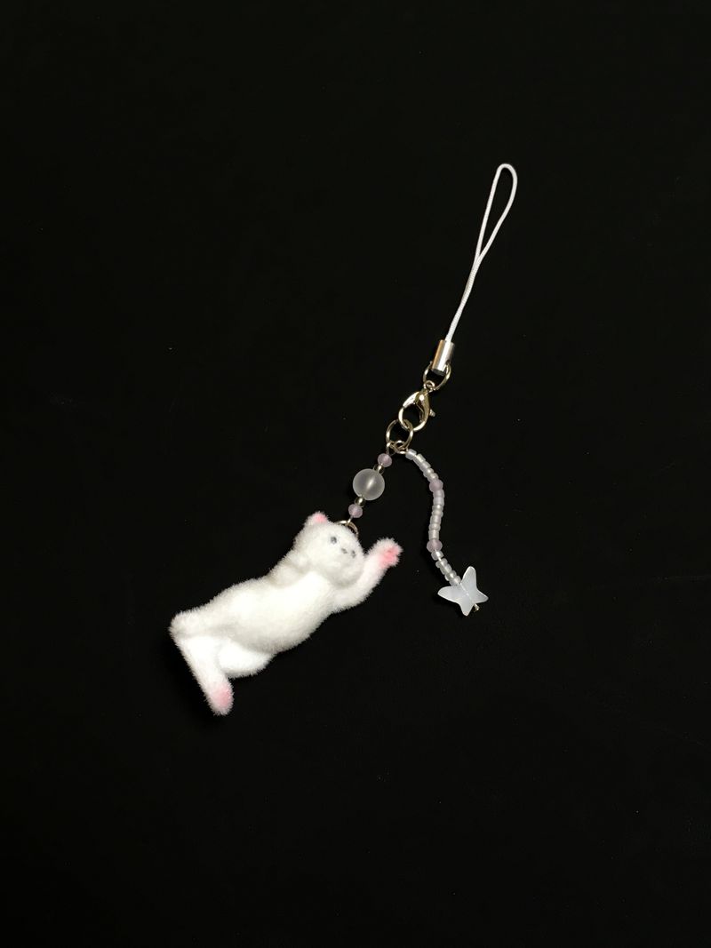 Cotton candy cat keyring