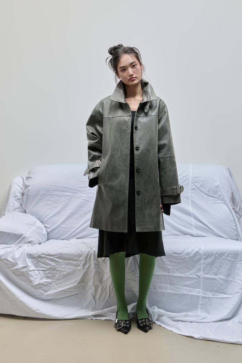 Vintage Leather Half Coat