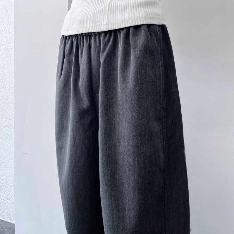 Curved Drawstring Linen Trousers