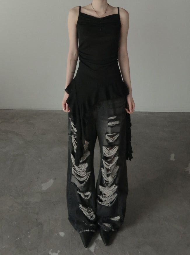 Risen Unbalance Frill Sleeveless