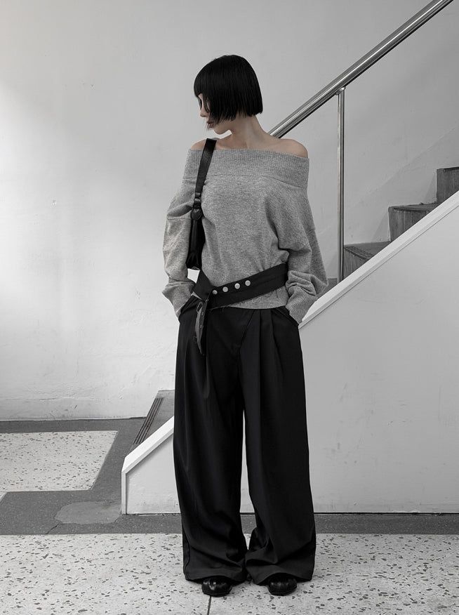 Leno One-Shoulder Off-Knit Top