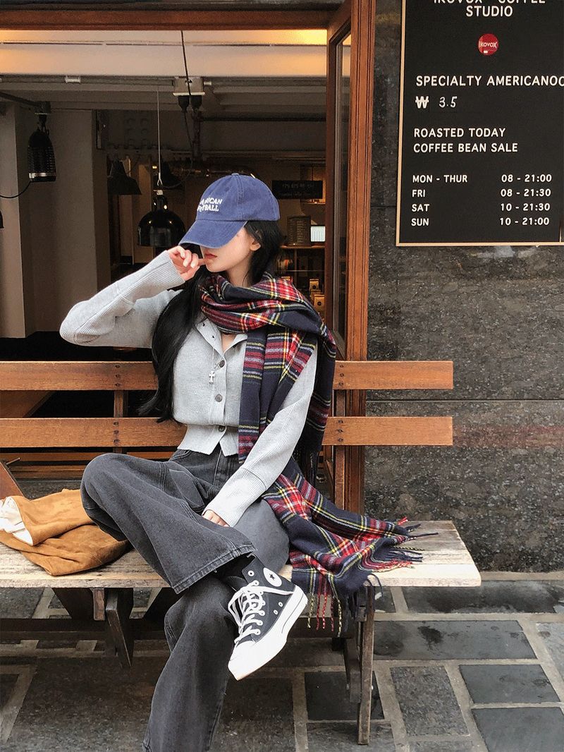 [BELLIDE MADE] semi-high-neck knit cardigan