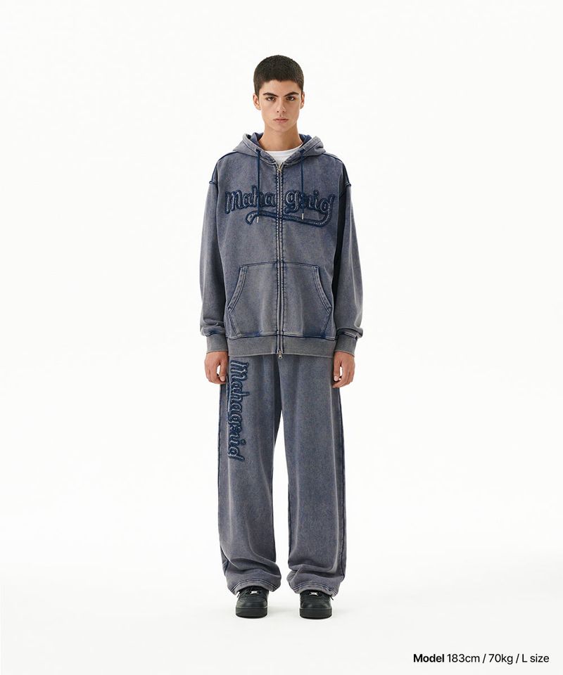 WASHED CUT OFF APPLIQUE SWEAT PANT