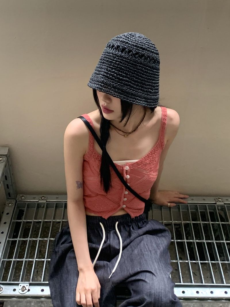 Wako summer straw bungee bucket hat
