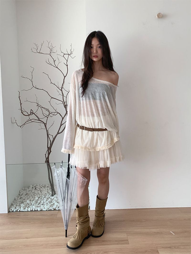 POM CHIFFON SKIRT (2C)