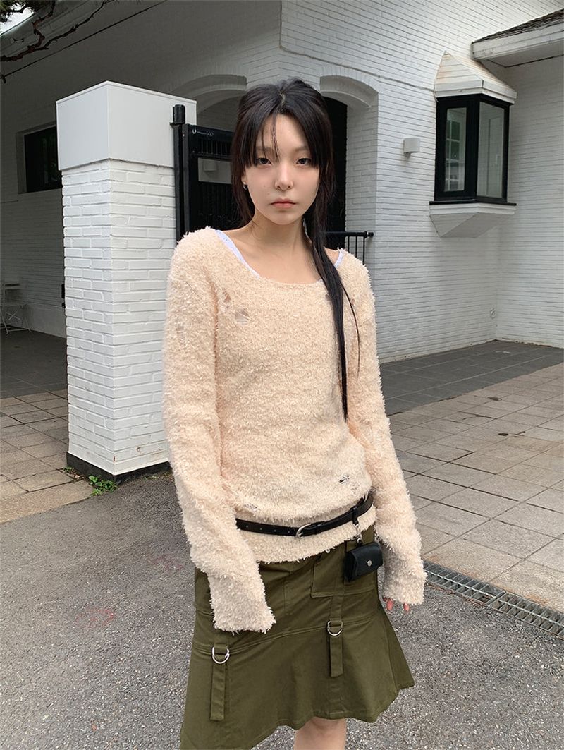 BOUCLE DAMAGE LOOSE KNIT (2C)