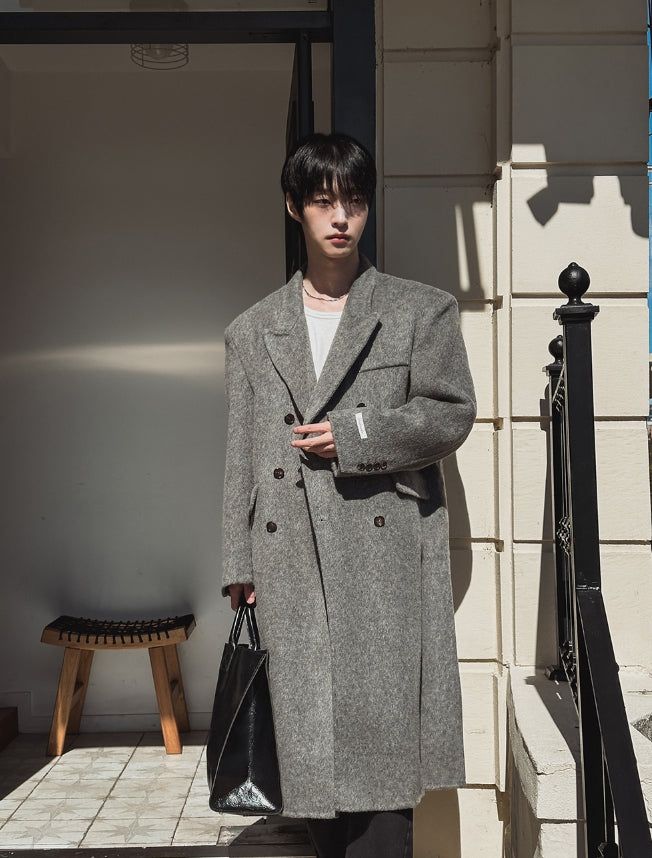 HANDMADE/wool 70% KESTI maxi double coat