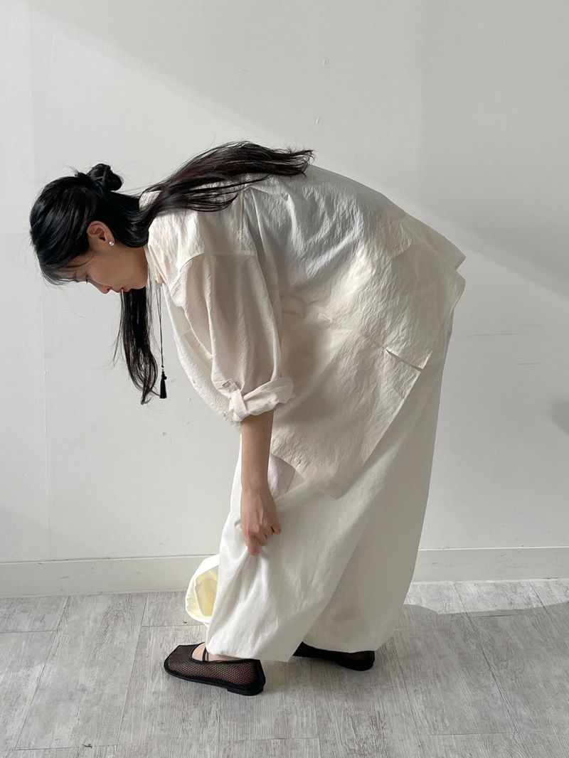 Linen Cinch Back Balloon Fit Wide Pants