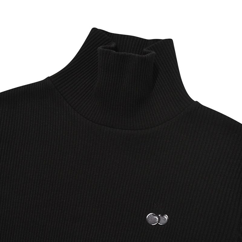 CHERRY BASIC TURTLE NECK T-SHIRT [BLACK]