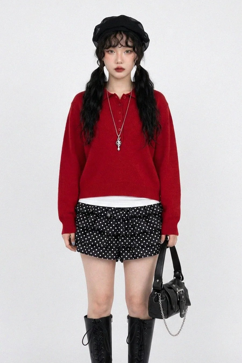 TIERED POLKA DOT RUFFLE SHORTS