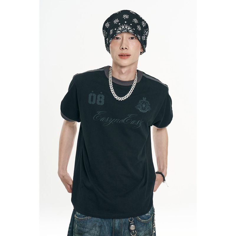 EASY NO EASY(イージーノーイージー)の「Royal Track Ringer Short Sleeve - Black(Tops)」