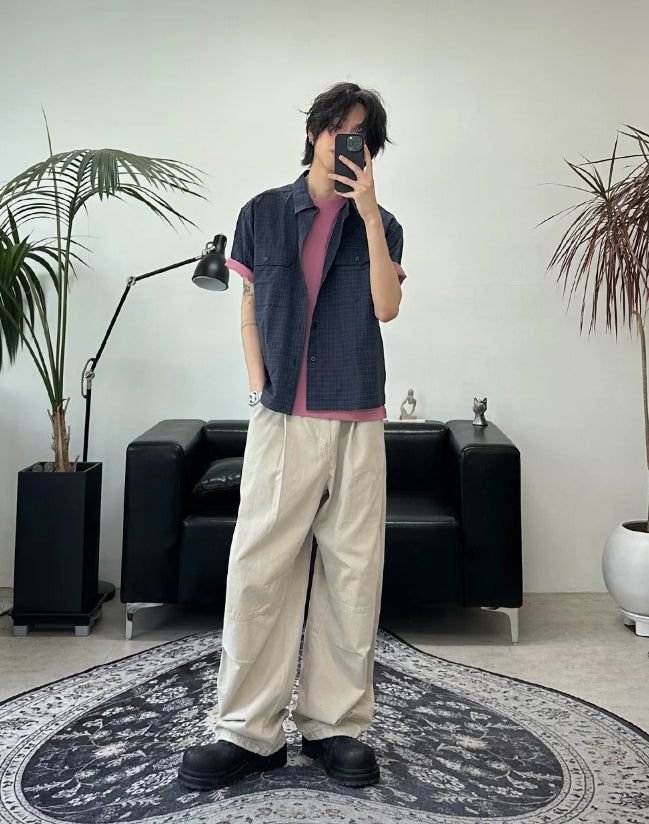 Lupen pintuck wide cotton pants