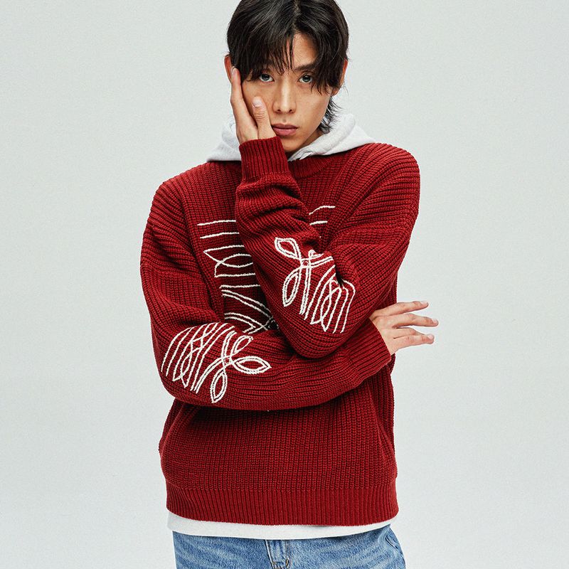 western stitch sweater burgundy
