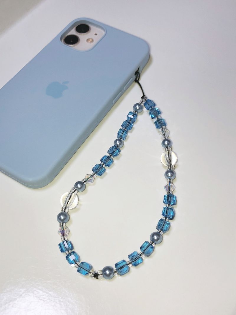 Lake Blue Crystal Phone Strap