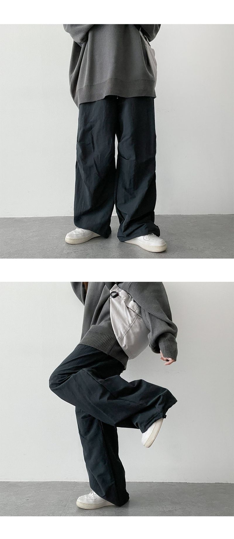 Lat Knee Shirring String Wide Pants