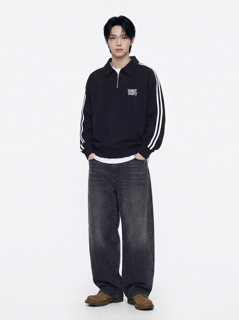 rough mini logo track collar half zip-up (2color)