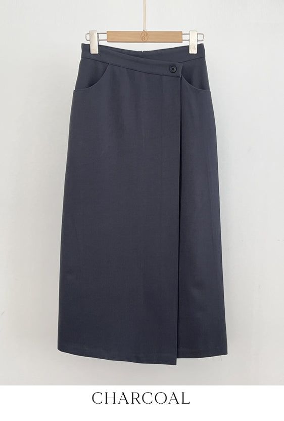 Chad Button Wrap Long Skirt