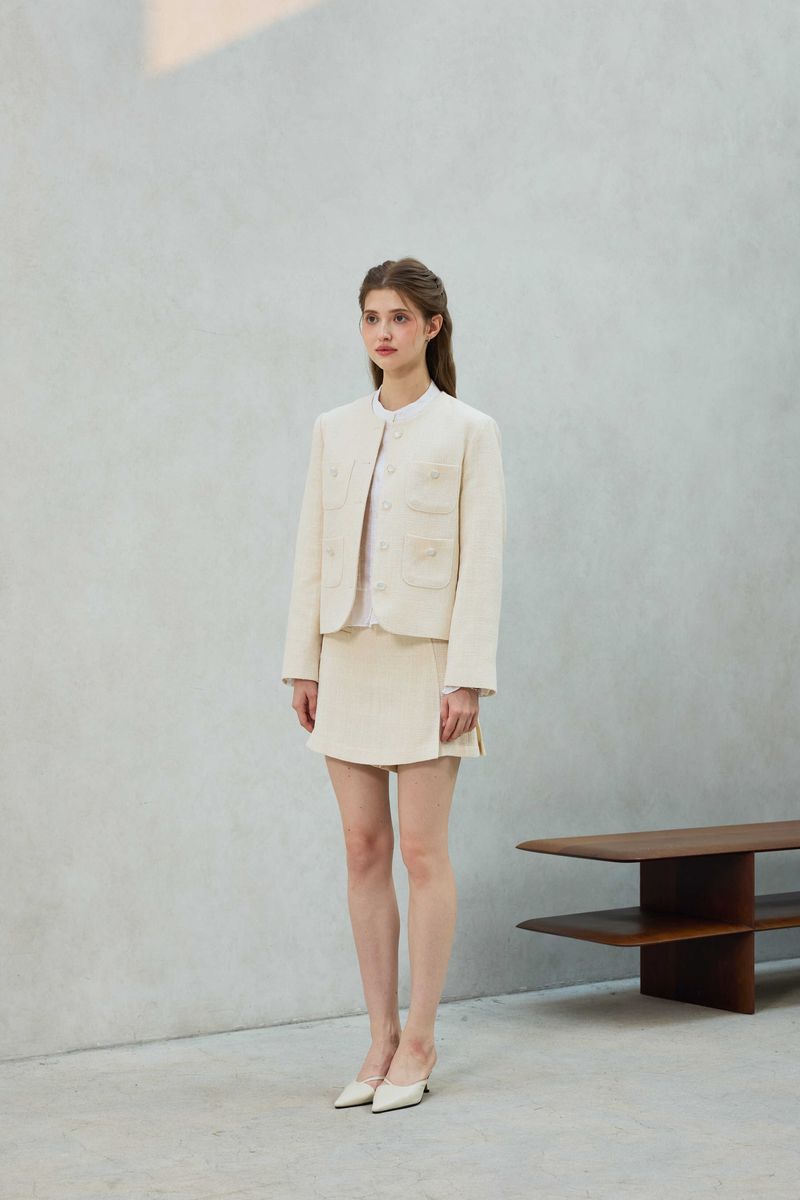CHERISH TWEED SKIRT PANTS / WHITE