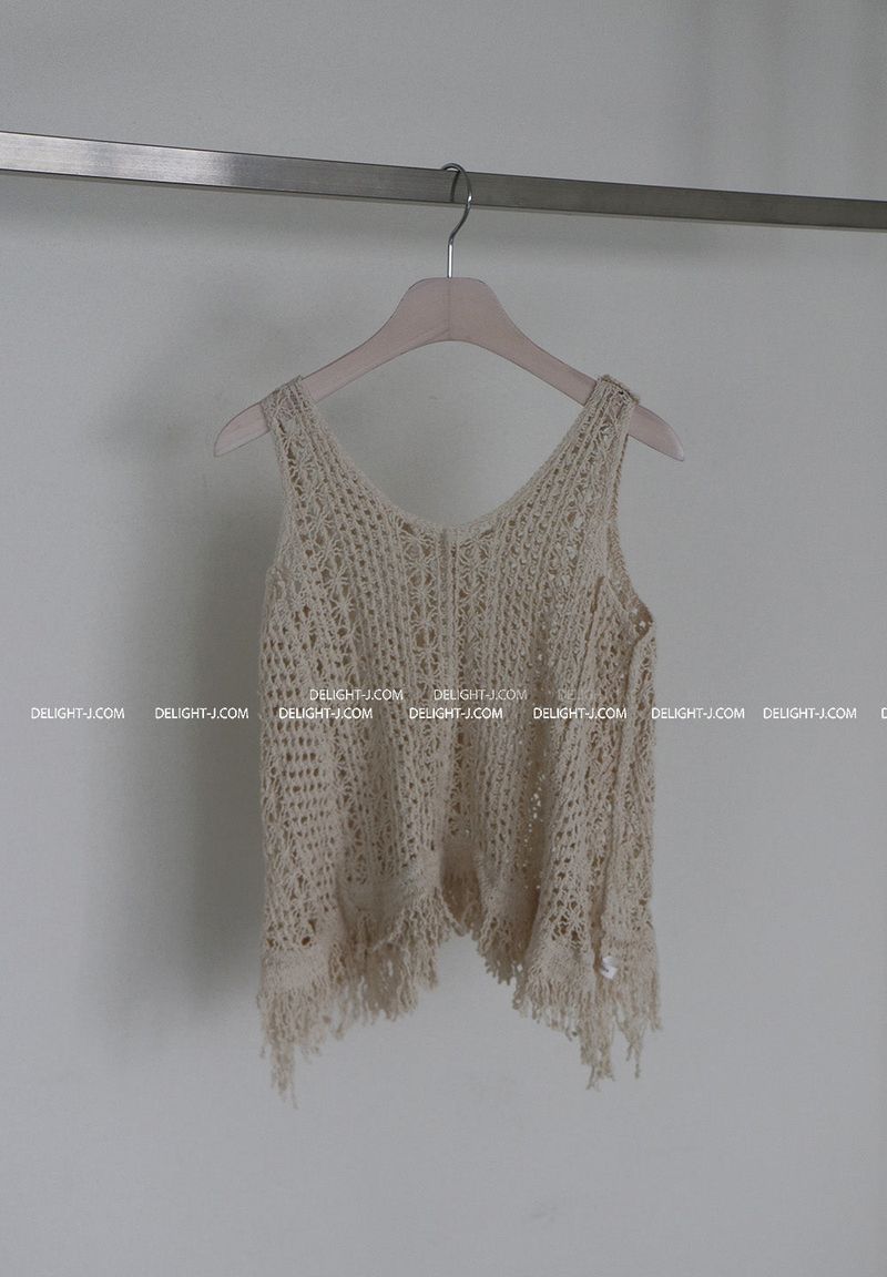 Crochet Fringed Knit Sleeveless