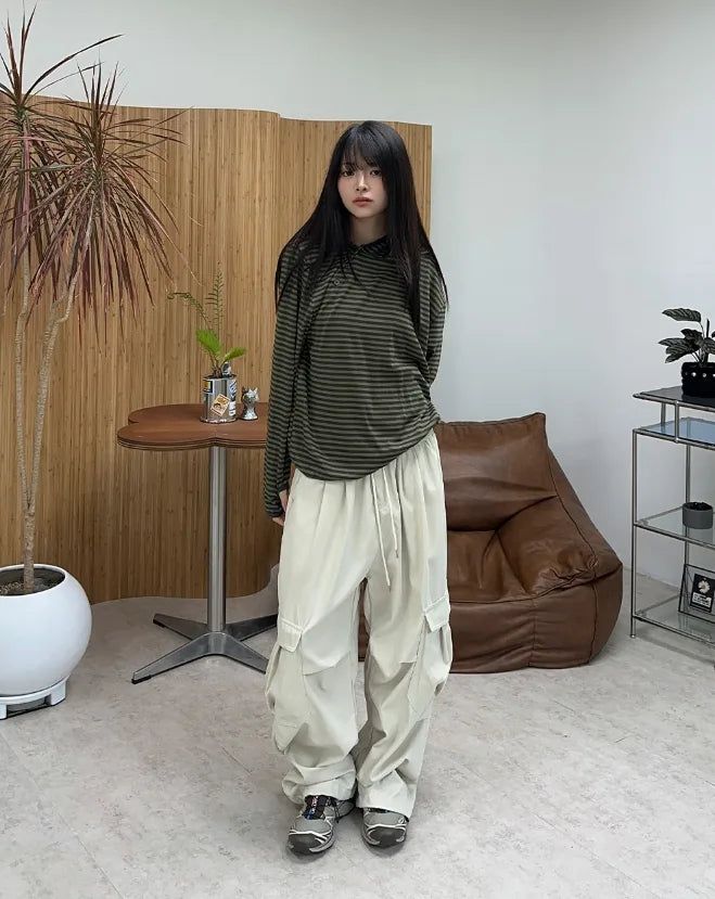 Peir Button Striped Hoodie