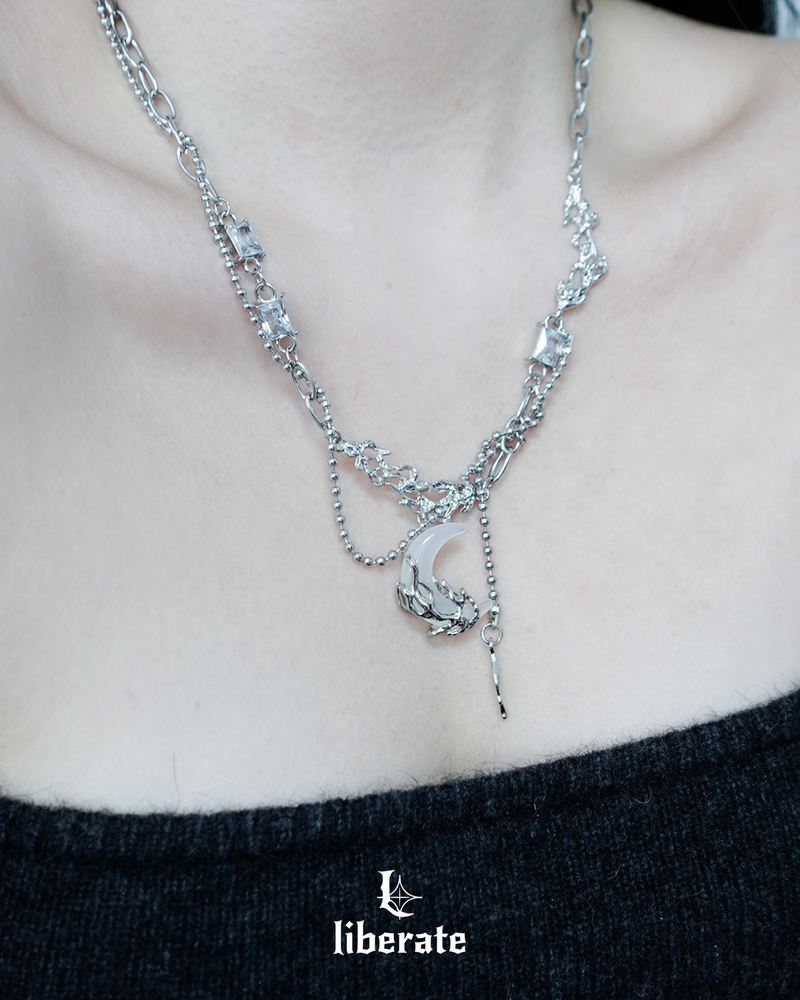 Clear Moon Drop Necklace