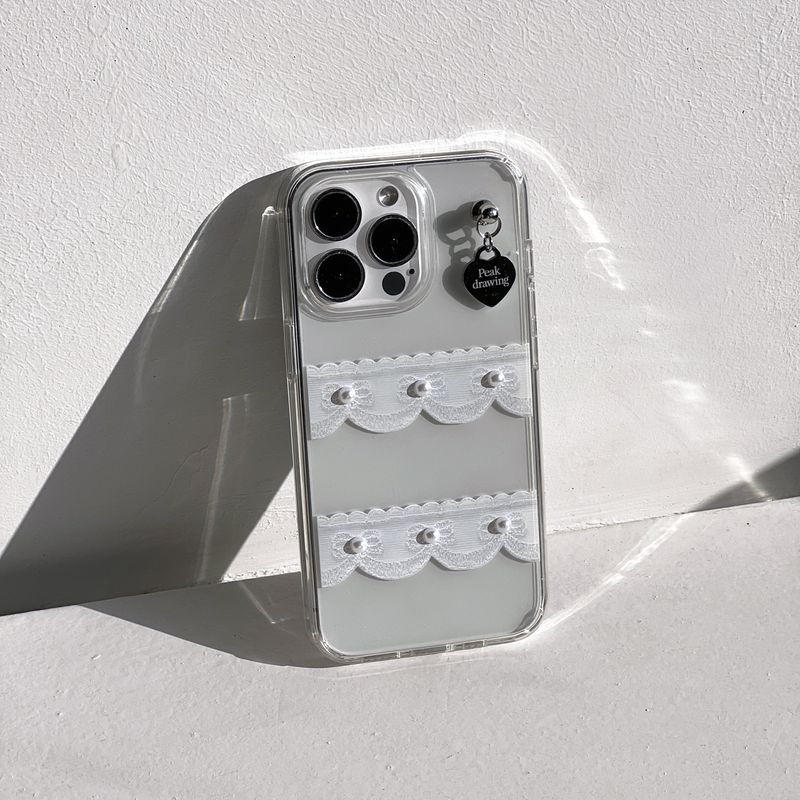 Peakdrawing（ピークドロウィン）の「レースムードリボンジェリーハードケース（クリア/ハートペンダント）（スマホグッズ/小物）」